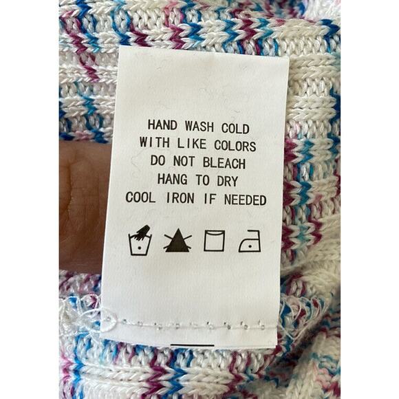 Code x Mode Boho Pullover Sweater Long Sleeve V-Neck Color Blocked Blue Size XS - Picture 8 of 8